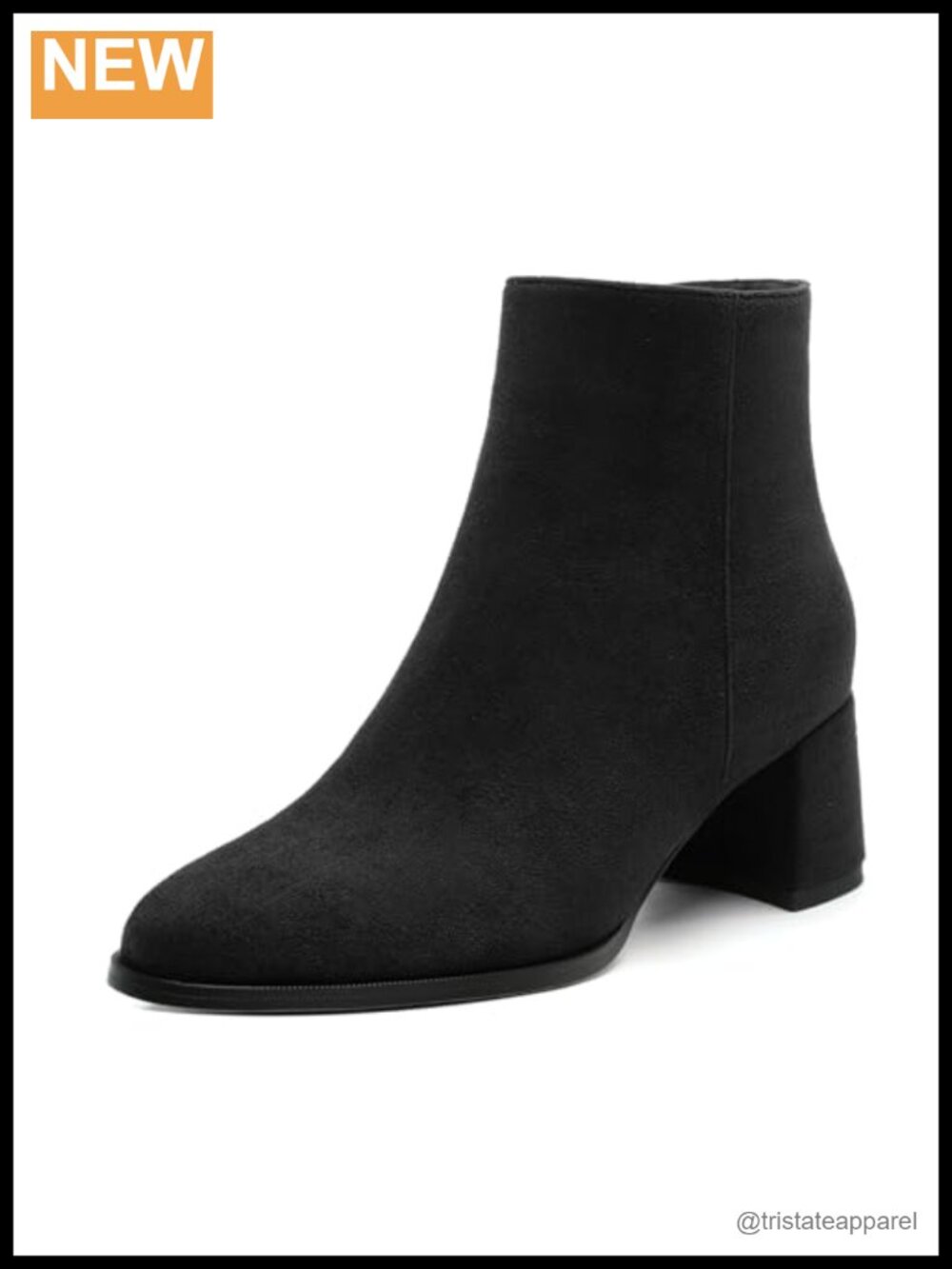 Women's Wide Width Ankle Boots Low Heel Suede Faux Fur Lining Side Zip Chunky